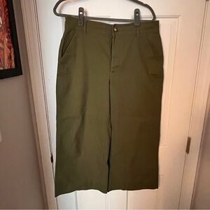 Madewell Emmett twill pants 31 wide leg crop in olive
